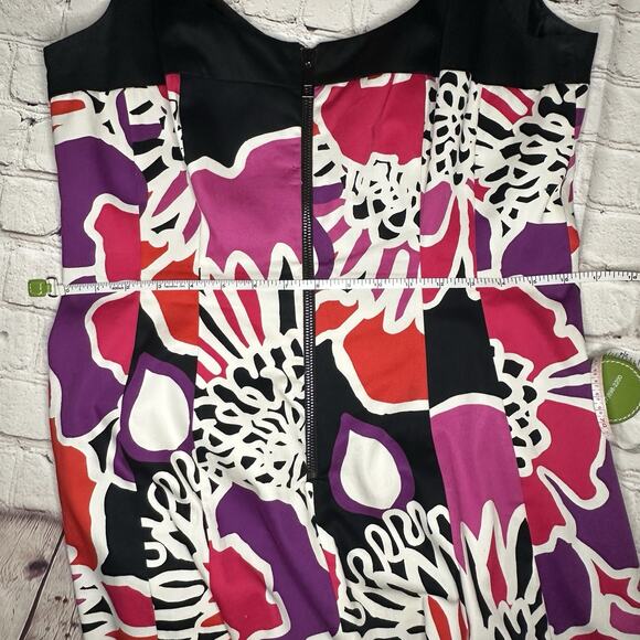 Nine West Women’s Floral Sleeveless Dress Size 12 Zip Front with Pockets - Picture 6 of 7